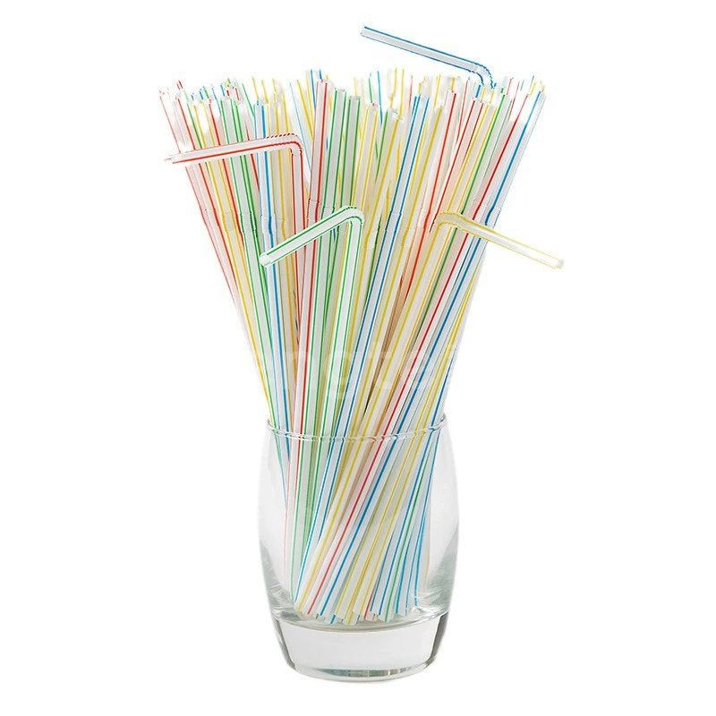 Straw disposable independent packaging milk tea drinking soy milk milk tea straw color curved pp flat mouth art straw