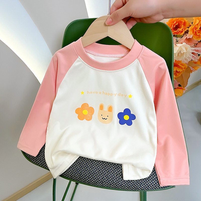 Camiseta de base para niños, chaqueta de otoño de manga larga, chaqueta de terciopelo caliente para niños de mediana edad, primavera, otoño, invierno, suéter, ropa infantil