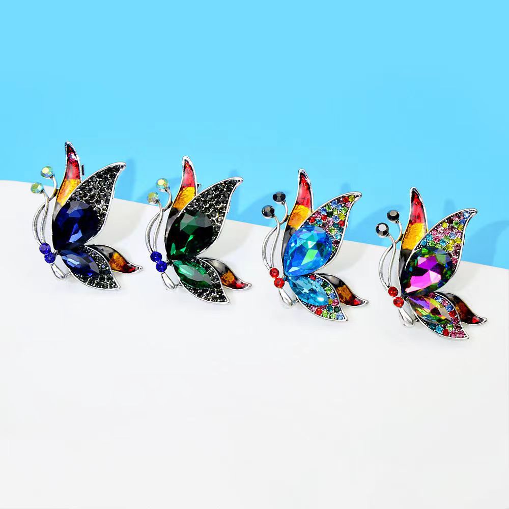 Elegant Insect Butterfly Alloy Inlay Glass Unisex Brooches display picture 1