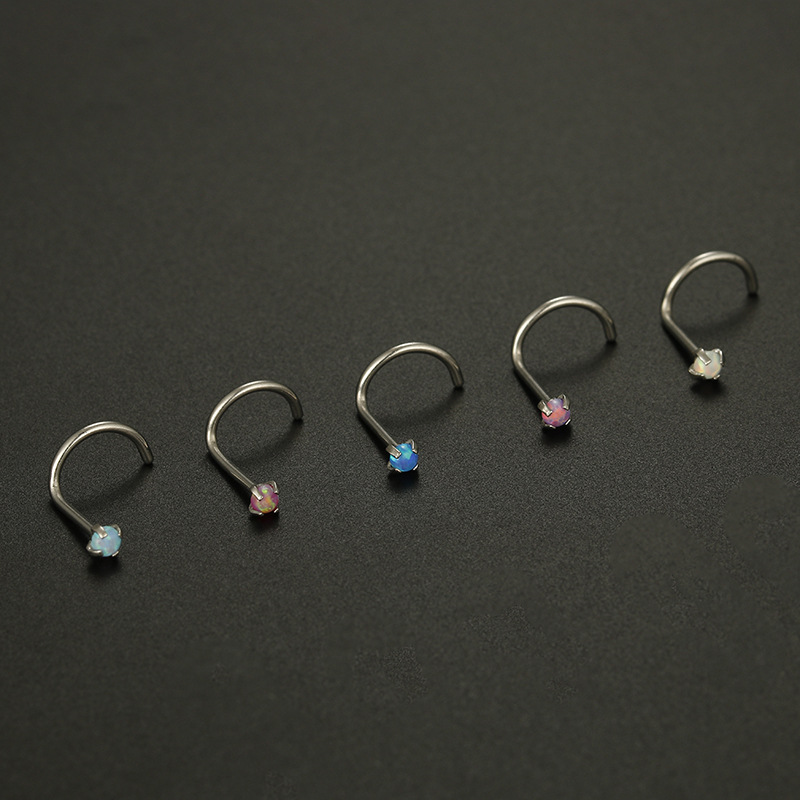 Casual Geometric Stainless Steel Inlay Zircon Nose Studs display picture 3