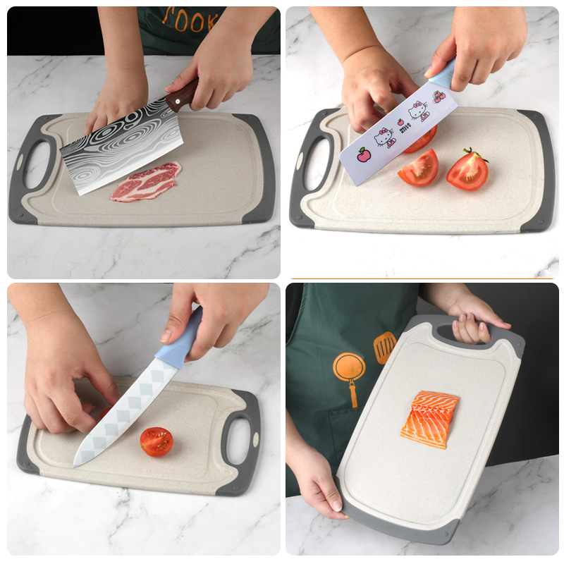tablero de paja de trigo tablero de corte de doble cara tablero de corte de frutas de plástico tablero de corte de cocina doméstica tablero antideslizante de tres piezas tablero de recortes