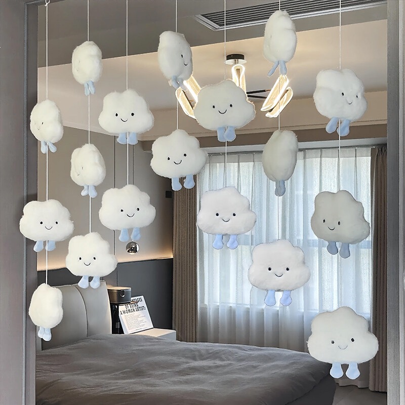 Cute Cloud Door Curtain with Cream-Style Decoration, Plush Japanese-Style Hanging Curtain for Children's Room and Bedroom Door Decoration Cute Cloud Door Curtain with Cream-Style Decoration, Plush Japanese-Style Hanging Curtain for Children's Room and Bedroom Door Decoration