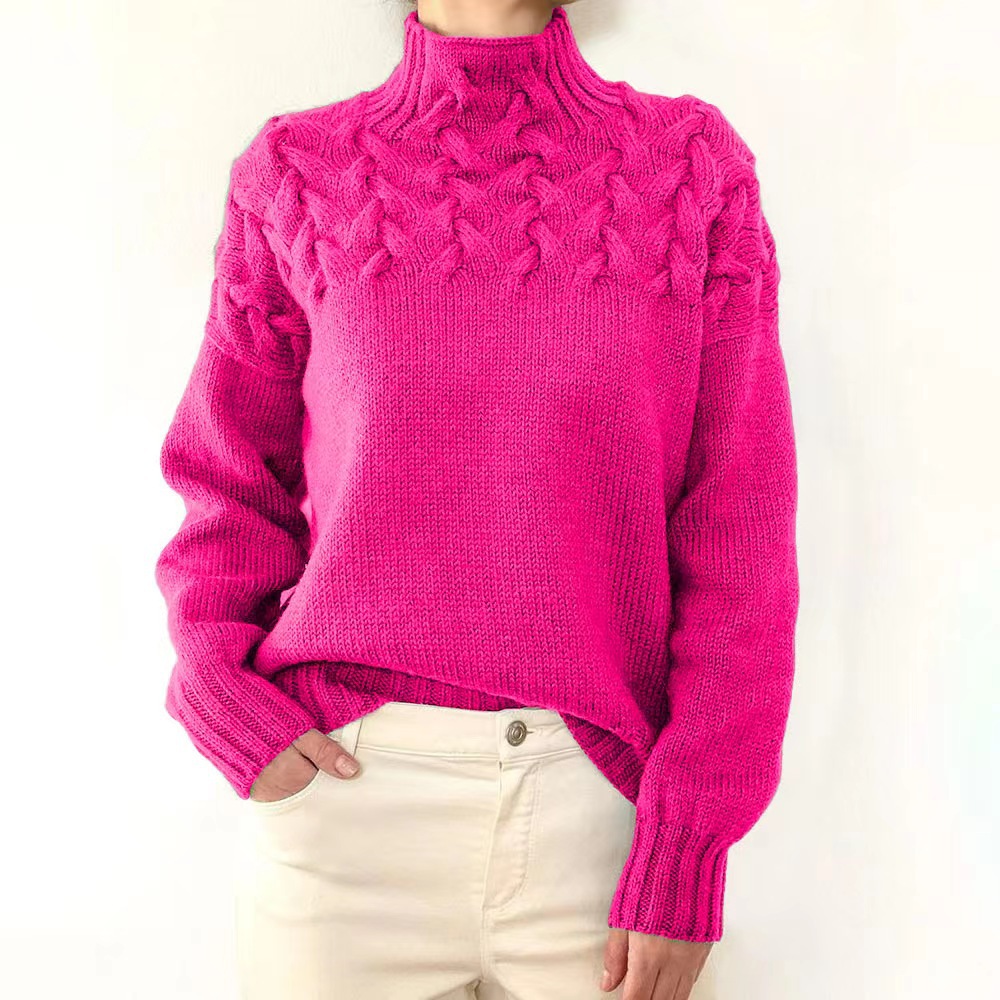 Pull tricoté à manches longues et col haut pour homme et femme, vêtement d'automne et d'hiver_voghion.com