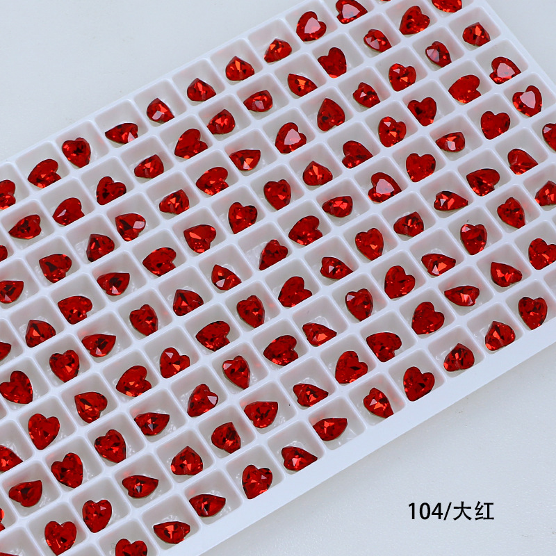 Dongzhou Crystal 6.5MM diamante de vidrio de fondo puntiagudo en forma de corazón de melocotón diamante de forma especial con fondo chapado en plata real