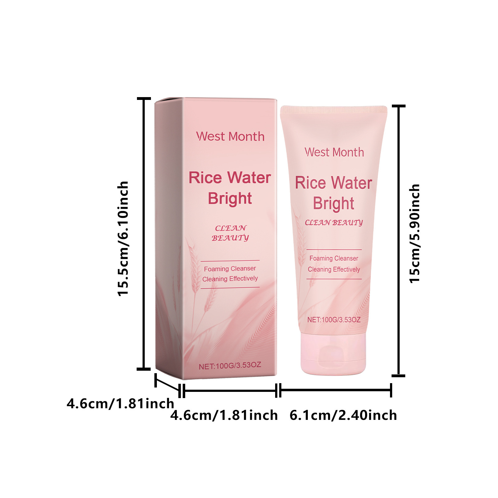 Description Picture 2 of itemRice Water Face Cleanser Remove Dirt Purifying Pores Fading Spots Oil Control Soft Brightening Moisturizing Foaming Facial Wash