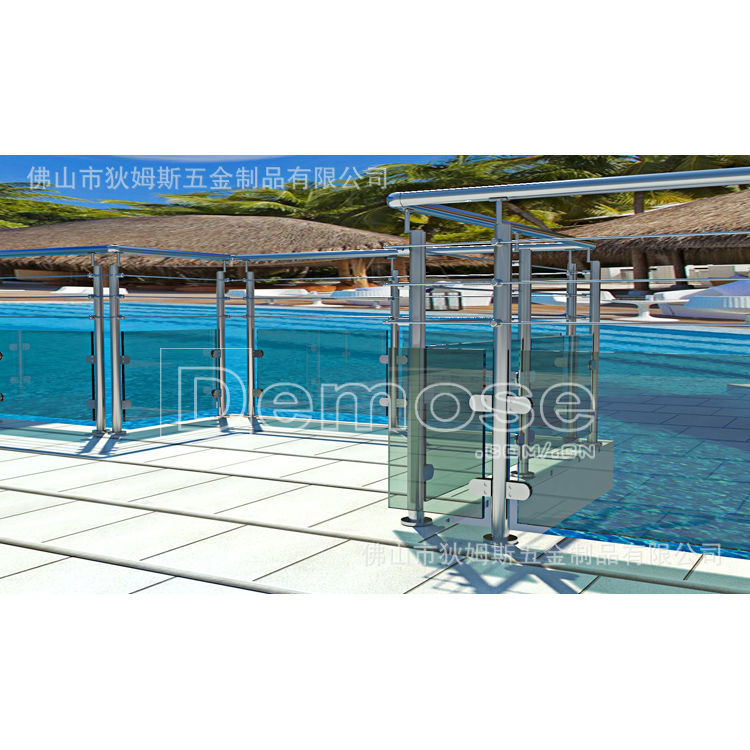 护栏防撞厂家 别墅泳池栏杆 室外度假区玻璃围栏 钢化玻璃护栏