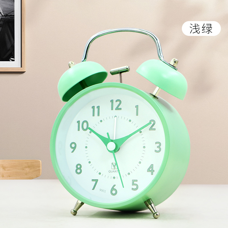 Reloj simple para estudiantes con dormitorio perezoso levantarse de la cama super alto reloj de asiento de metal nuevo silencioso caminando reloj despertador de luz nocturna