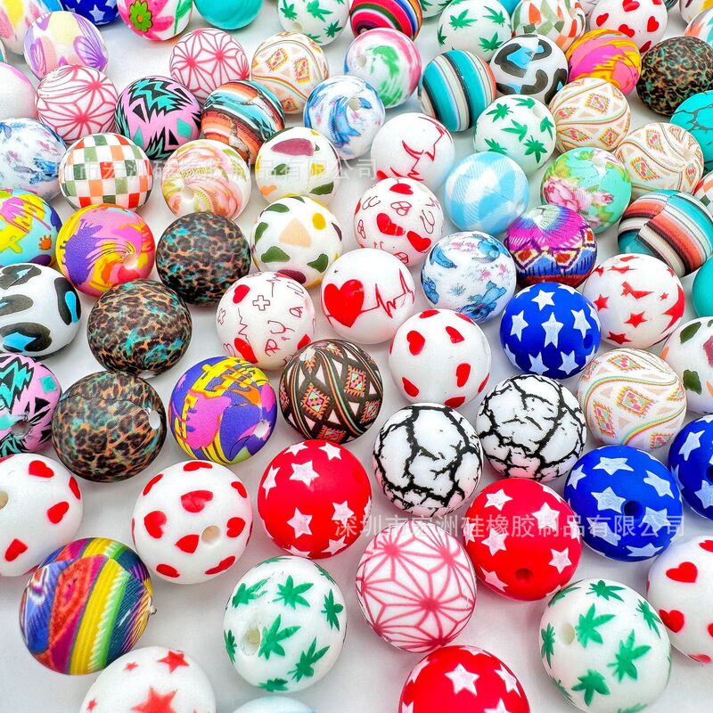 【Hongzhou】New 15mm Water Mark 2-Totem Silicone Beads Bracelet DIY Jewelry Loose Beads String Beads Manufacturer in Stock 【Hongzhou】New 15mm Water Mark 2-Totem Silicone Beads Bracelet DIY Jewelry Loose Beads String Beads Manufacturer in Stock