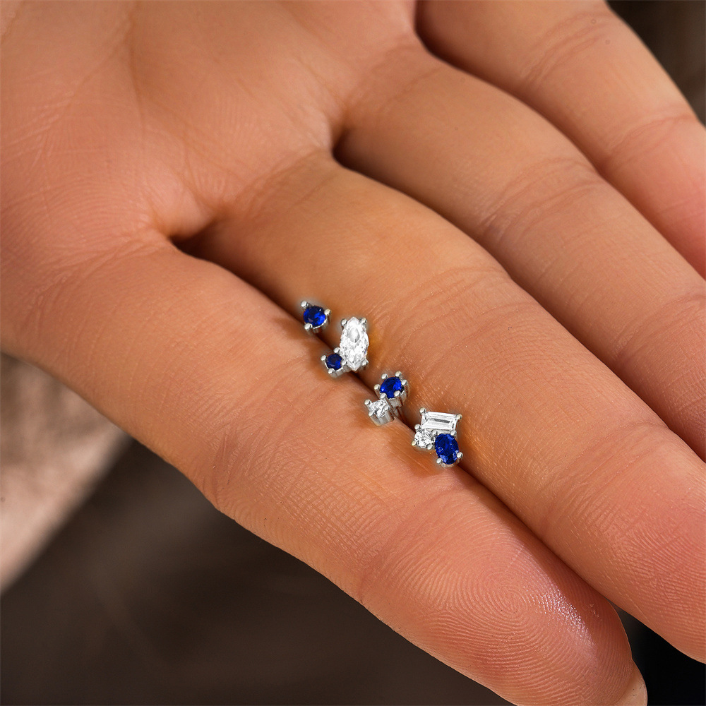 1g Weight 925 Sterling Silver Ear Needle Material Ear Studs Classification 4 Pieces Set Quantity Daily, Date Occasion 925 Sterling Silver Material Geometric Pattern Women's Gender Plating Design Simple Style, Classic Style Style 4 Pieces Set 925 Sterling Silver Geometric Ear Studs 7