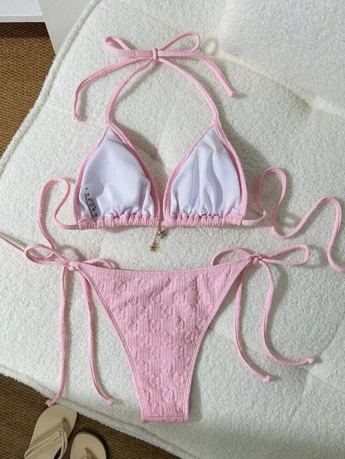 Women's Solid Colour Bikini Set Sexy Triangle Two-piece Swimsuit_voghion.com