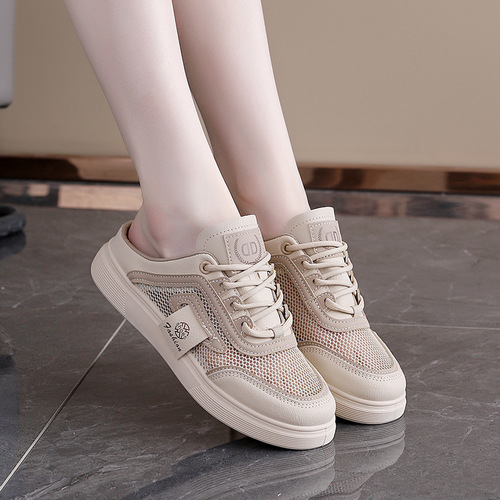 2025 Women's Summer New Korean Version Ins Student Casual Half-Drag Women's Shoes Matchable Slides Street Style KT-287