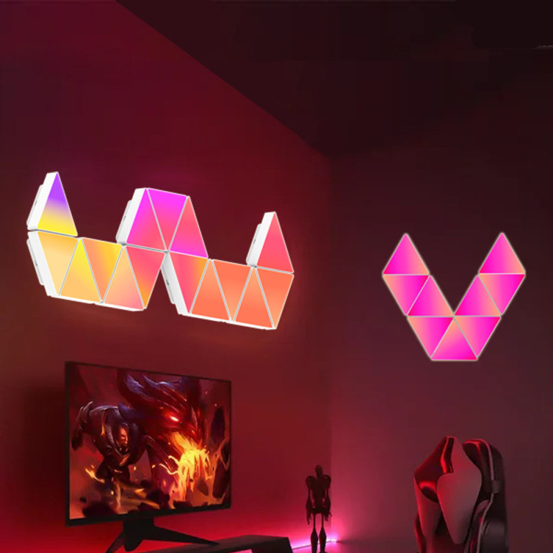 Private Model Triangular Quantum Lamp Intelligent Light Board Pickup Rhythm E-Sports Splicing Atmosphere Lamp Large Size with Buckle Private Model Triangular Quantum Lamp Intelligent Light Board Pickup Rhythm E-Sports Splicing Atmosphere Lamp Large Size with Buckle