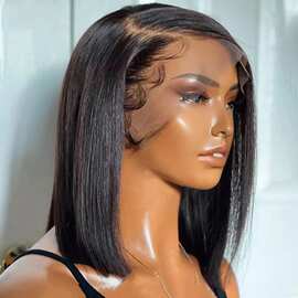 前蕾丝假发女士欧美前蕾丝仿真发bobo波波头假发头套 human hair
