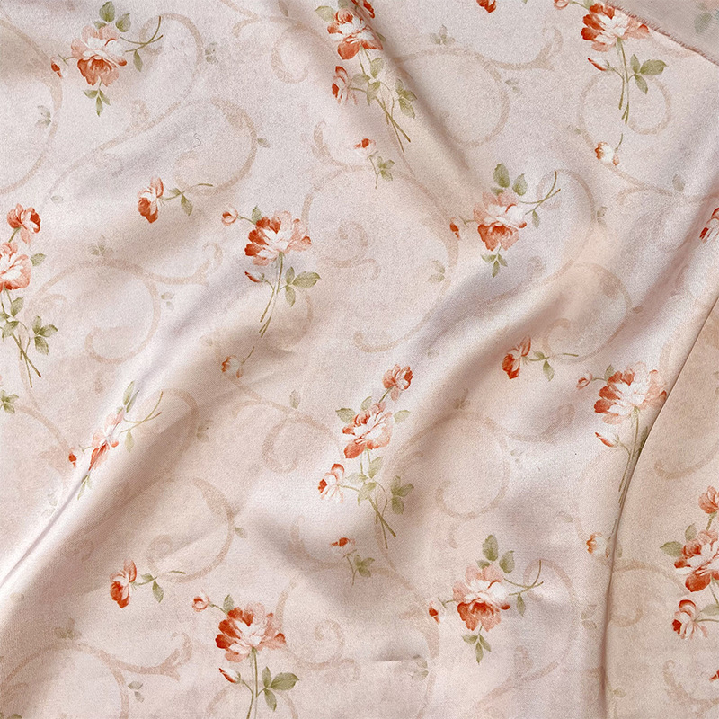 粉色小碎花印花植物花卉服装面料 旗袍连衣裙汉服DIY布料B