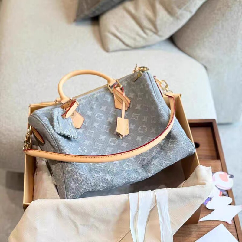 Direct Supply Cross-Border Speedy30 Gray Denim Men's and Women's Bags, Handbag, Carry-On Bag, Pillow Bag, Travel Bag Direct Supply Cross-Border Speedy30 Gray Denim Men's and Women's Bags, Handbag, Carry-On Bag, Pillow Bag, Travel Bag