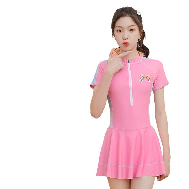 Traje de baño para niños de una sola pieza falda niña pequeña mediana y grande princesa Niña estudiante traje de baño estilo deportivo de niña traje de baño