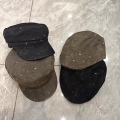 做旧磨破休闲保暖条绒前进帽子女秋冬百搭显瘦减龄小众短遮鸭舌帽