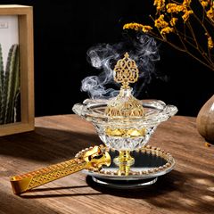 国境を越えた水晶の花を回転させることができるアロマストーブにクリップをつけた中東アラブの家庭装飾品ガラス燭台装飾