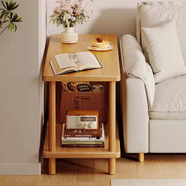 Simple Bedside Table, Home Coffee Table, Rental House Small Table, Bedroom Side Table, Living Room, Small Apartment, Double-Layer Small Square Table