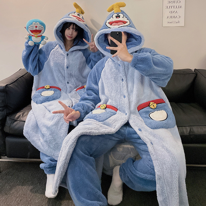 2024 pareja pijama mujer otoño invierno coral lana larga bata de baño de tamaño grande para hombres y mujeres abrigo abrigo conjunto de ropa para el hogar
