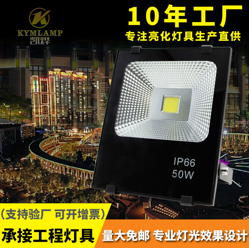 led投光灯户外亮化射灯照明灯具投射灯50W100W室外景观工程泛光灯