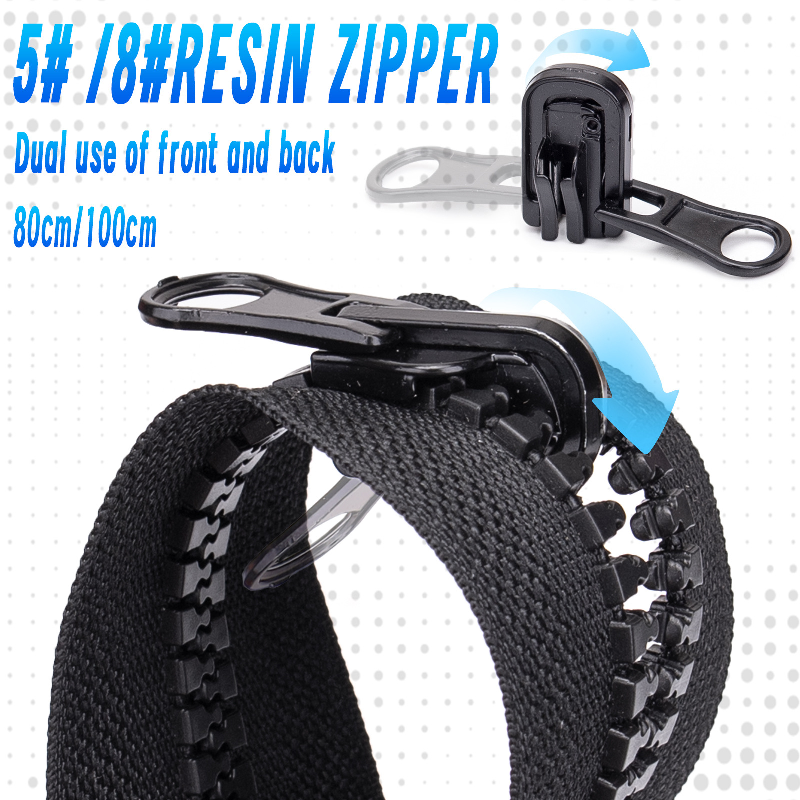 5号/8号胶牙双头开尾单头单片两面用旋转杏仁头拉链帐篷外套用