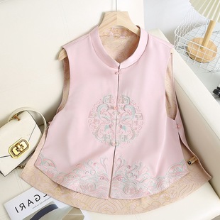 2025 New Women's National Style New Chinese Vest Vintage Jacquard Button Spring and Autumn Mother's Top Sleeveless Vest