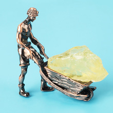 天然水晶原石矿工摆件 新款合金矿工晶簇水晶工艺品 跨境爆款