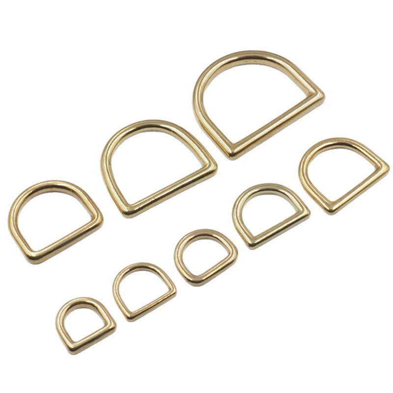Pure copper seamless D -shaped ring solid brass D -type D -type buckle handmade leather accessories bag bag connection ring