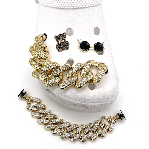 Cross-border Crocs Shoe Flower Shoe Buckle Accessories Croc Decorative Buckle Rhinestone Pearl Shoe Flower Accessories