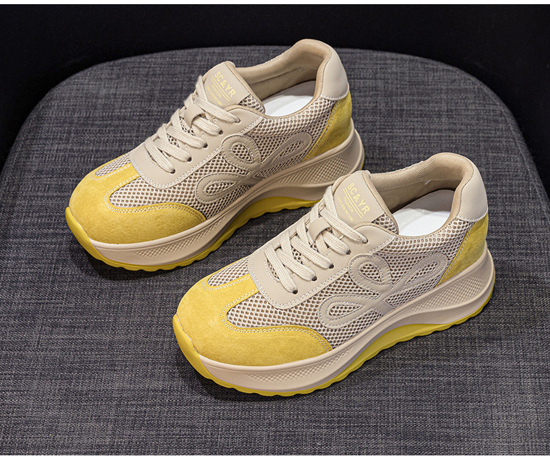 Giày sneaker nữ đế dày phong cách Đức phối da lộn màu đỏ Ancola — M2915 mạng đôi màu vàng, M2915- Mạng trong suốt 1m màu, M2915-1 lưới trong suốt màu vàng, M2915 mạng kép màu đỏ chi tiết 30