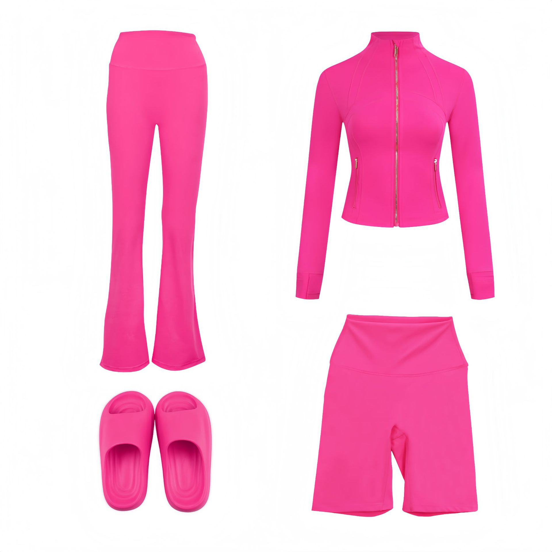 Women's 4-piece Activewear Set With Jacket, Pants, Shorts & Slides_voghion.com