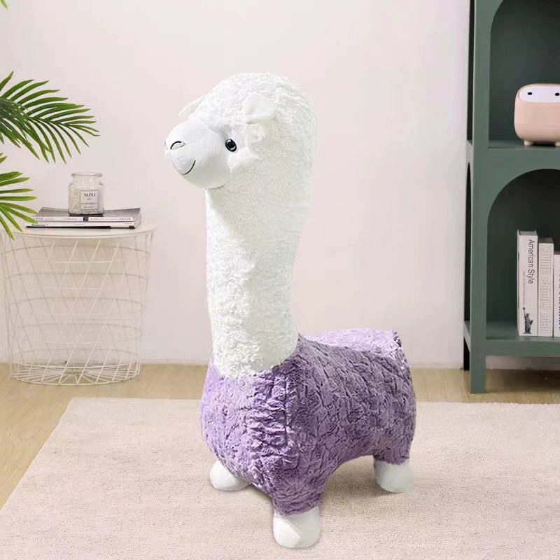 Табурет для сидения с мультяшным альпакой Табурет для животных Комната для отдыха Детская обувь Табурет для смены обуви Детский домашний декор для гостиной Кукольный табурет