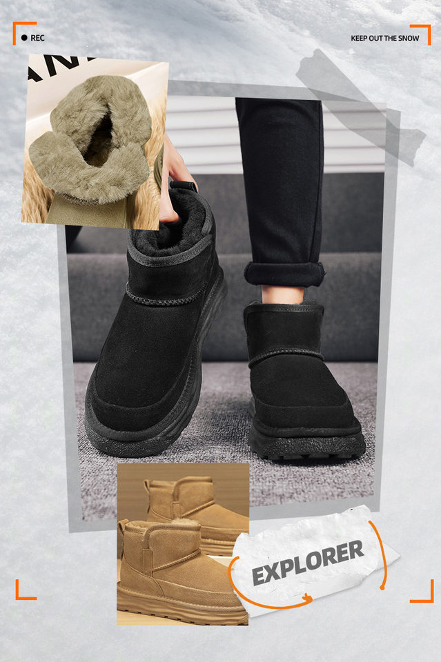 Giày bốt cổ cao nam mùa đông lót lông giữ ấm, giày da lộn chống trượt chống thấm — K55 kaki, K55 màu đen, K55 xanh chi tiết 2