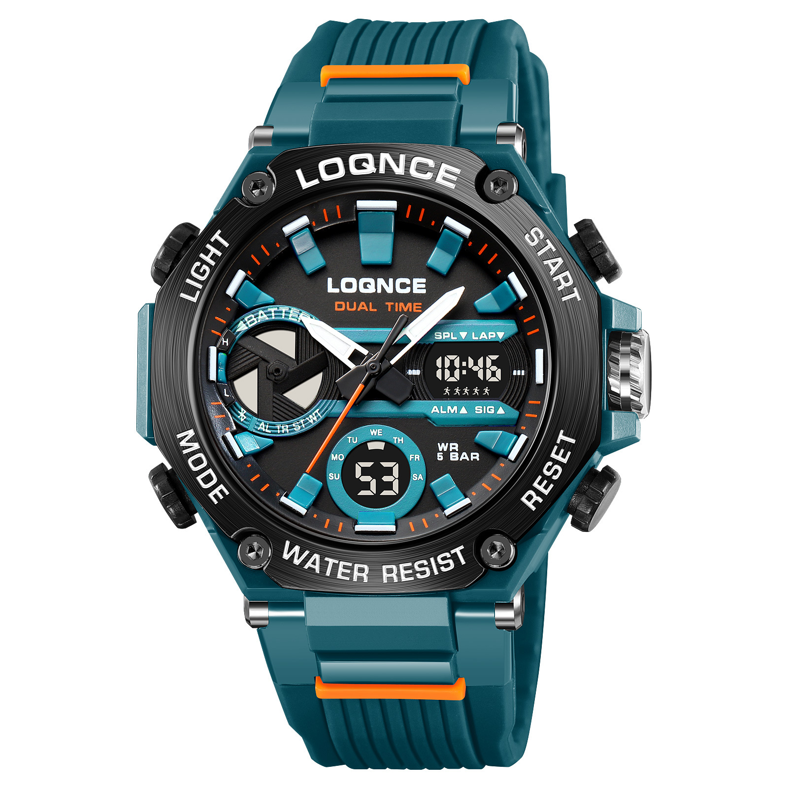 LOQNCE deportes colorido luminoso reloj electrónico impermeable reloj de estudiante multifuncional fresco octogonal Shell Cross-Border Watch
