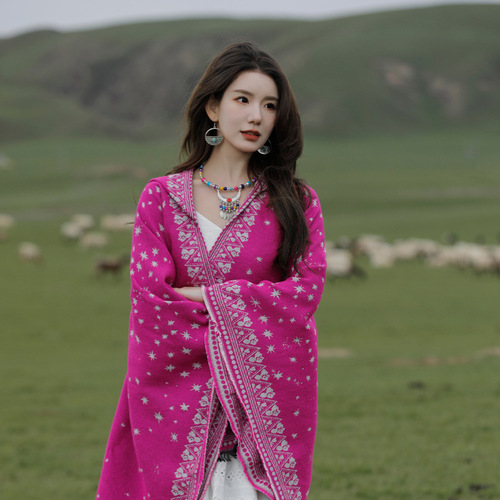 Ethnic style casual fashion play shawl comfortable scarf breathable large cloak retro personalized outdoor travel cloak