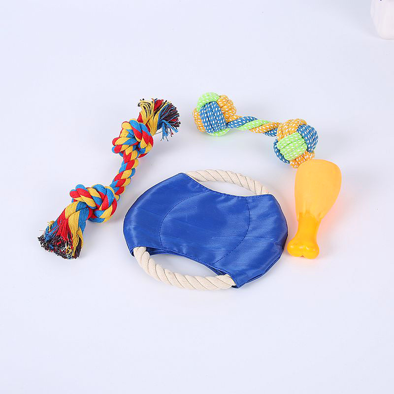 Los fabricantes suministran combinación de juguetes para mascotas, juego de 10 piezas, juguetes para mascotas tpr, juguetes molares de cuerda para perros Corgi