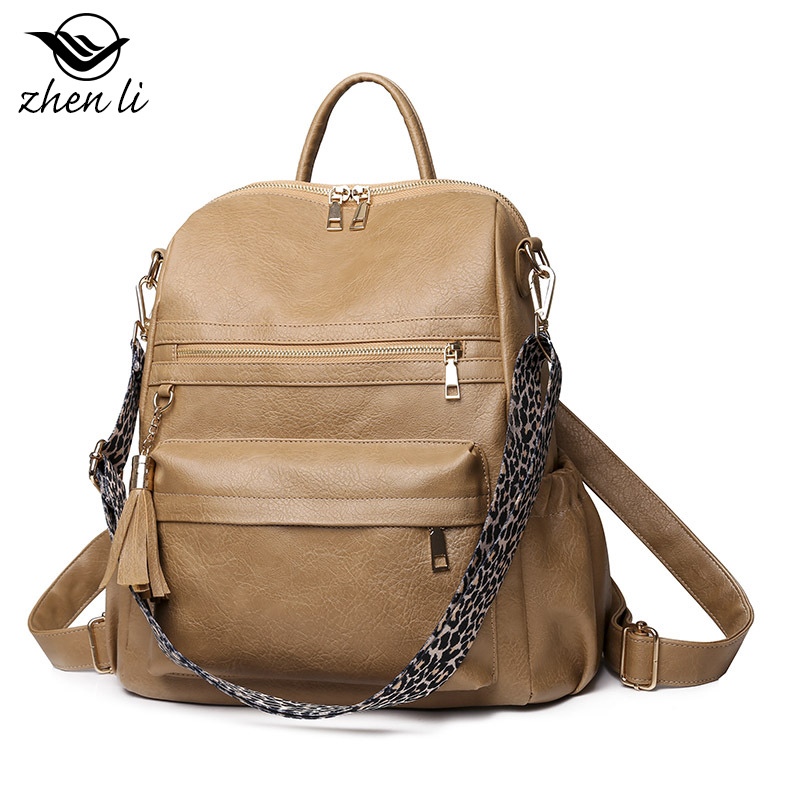 Bolsas transfronterizas mochila de gran capacidad mochila retro de moda de cuero suave bolso de hombro de doble uso Mochila De mujer