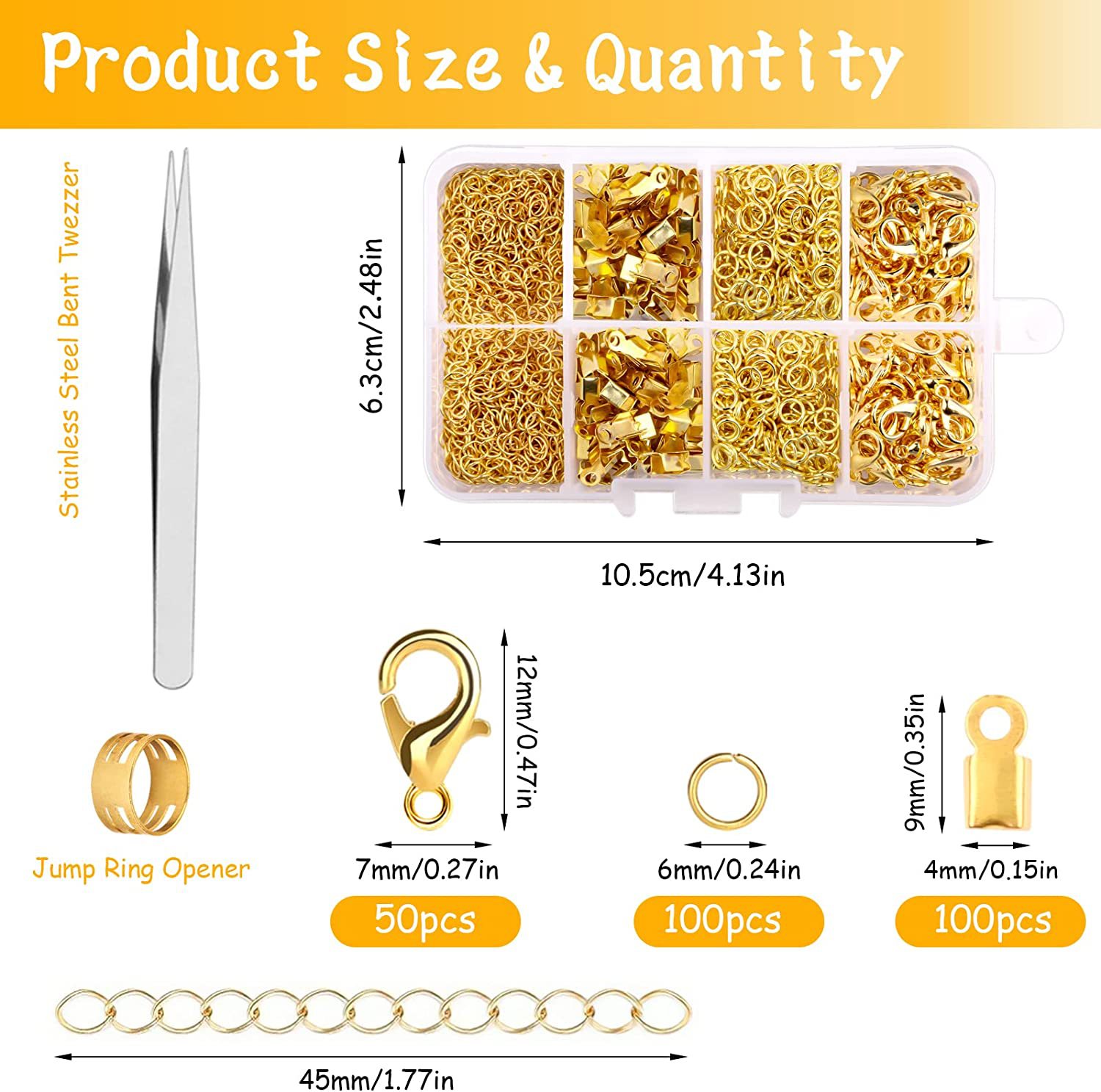 Aleación de zinc langosta hebilla Cadena de extensión anillo abierto clip 8 rejilla caja combinación joyería accesorios DIY