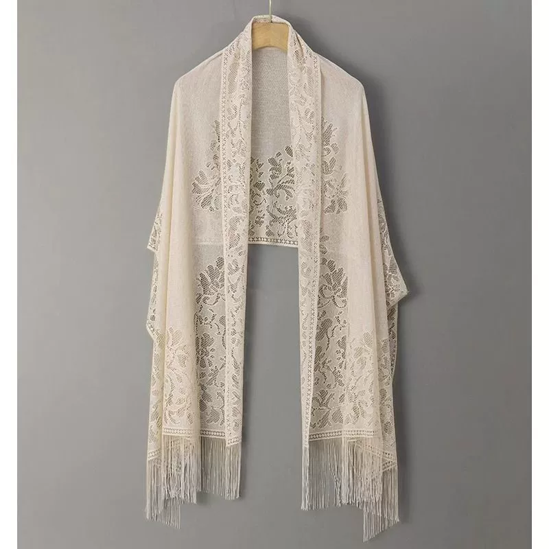 Защита от солнца, китайская кружевная шаль, кардиган, новинка весны и лета, Cheongsam, полая, тонкая, в древнем стиле, с кисточками, фото