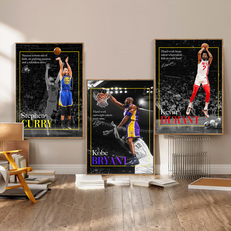 Basketball decorative painting for living room sofa background wall, boys' bedroom wall art featuring Curry, Durant, Jordan, Kobe posters Basketball decorative painting for living room sofa background wall, boys' bedroom wall art featuring Curry, Durant, Jordan, Kobe posters