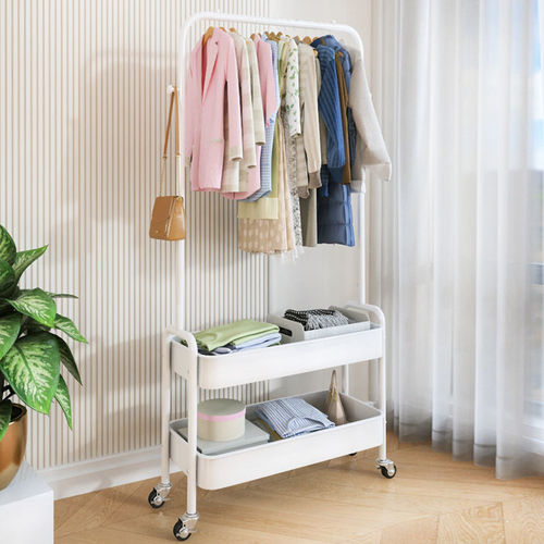 Hanging Rack Floor Bed Single Rod Cooling Clothes Rack Cabinet Clothes Pole Balcony Simple Clothes Hanger Household Upright