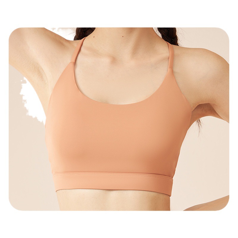 Nuevo sujetador deportivo de una pieza con cuello halter de Juyitang, para fitness, yoga y belleza.