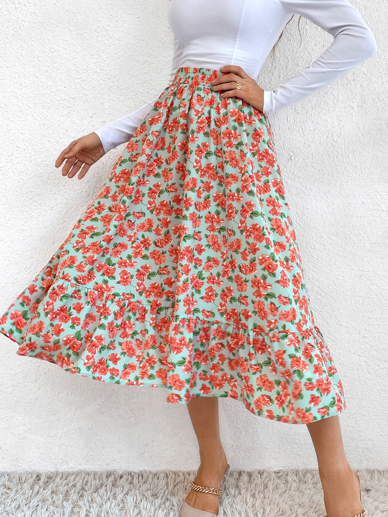 182g Weight Midi Dress Dress Length Type Skirt Dresses Type Spandex, Polyester Fabric Type High Waist Waist Line Inelastic Elasticity Holiday, Daily Occasion Regular Fit Fit Type Ditsy Floral, Leopard Pattern Spring, Autumn Season Women's Gender Casual, Streetwear Style Spring Autumn Casual Streetwear Ditsy Floral Leopard Spandex Polyester Midi Dress Skirts 14