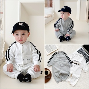 Ins Baby and Young Children's Climbing Clothes Men's and Women's Baby Cotton Hattie Going Out Long-sleeved jumpsuit Panda Cute jumpsuit Trendy