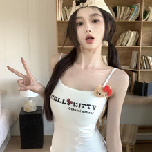 美式辣妹风设计感印花吊带背心女装春季修身显瘦短款上衣修身显瘦