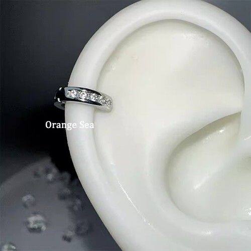 Delicate Mini Diamond Hoop Earrings with Edge Stud Hole 925 Silver Snuggly Clasp Ultra Sparkling  New Style