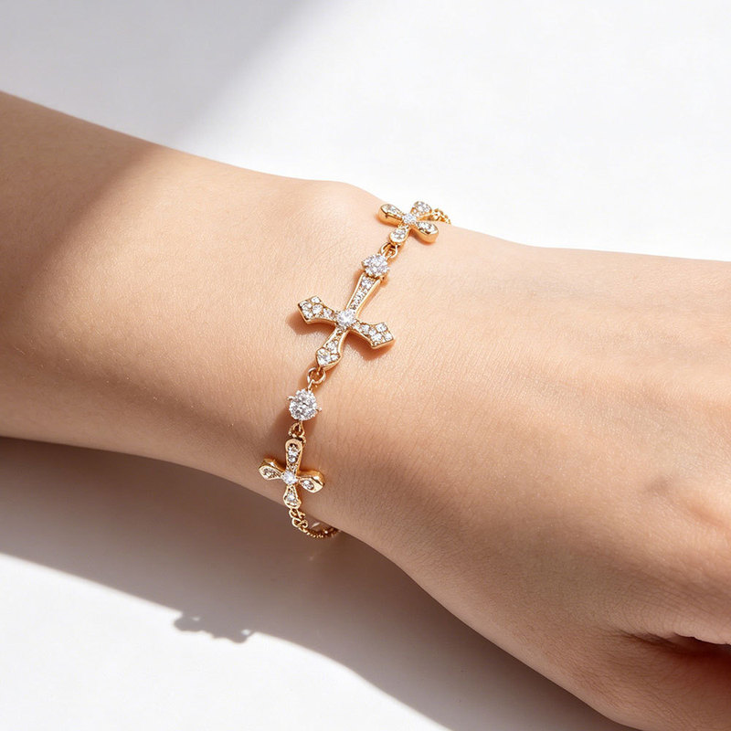 Dongdaemun Cross Bracelet 2026 High-End Drawstring Full Diamond Micro-Inlaid Sparkling Bracelet