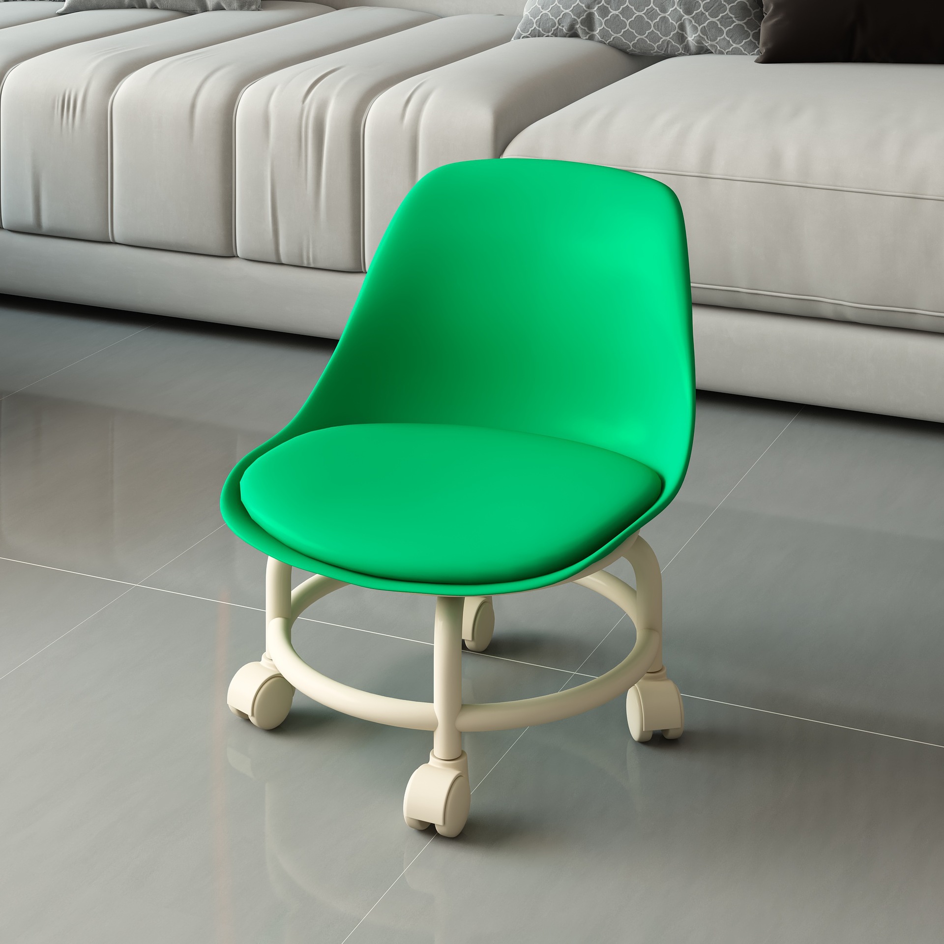 녹색 등받이 허리 보호대 - 저소음 미끄럼 방지 바퀴