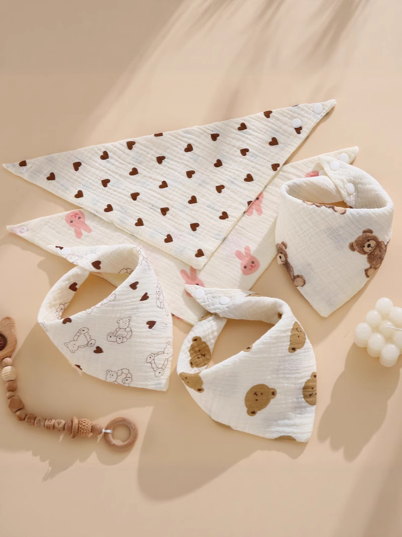 Toallas de saliva transfronterizas para bebés de algodón tipo un bib de dibujos animados para bebés toallas triangulares para bebés delantal de algodón puro productos infantiles